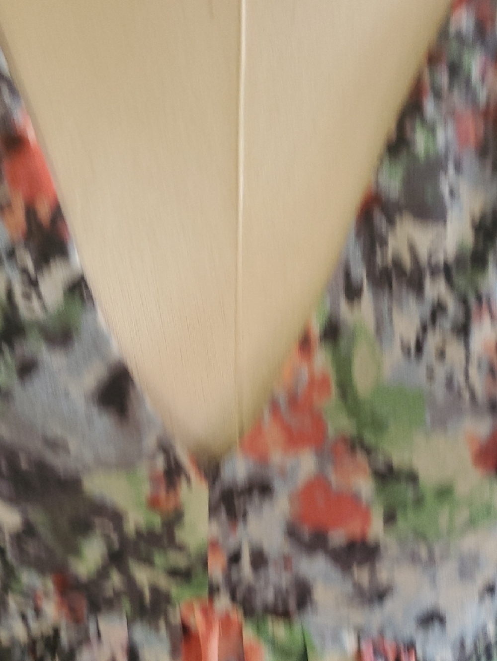 cinq a sept Floral Abstract V-Neck Ruffle Long Sleeve Top - Coral, Green, Gray - Picture 9 of 16